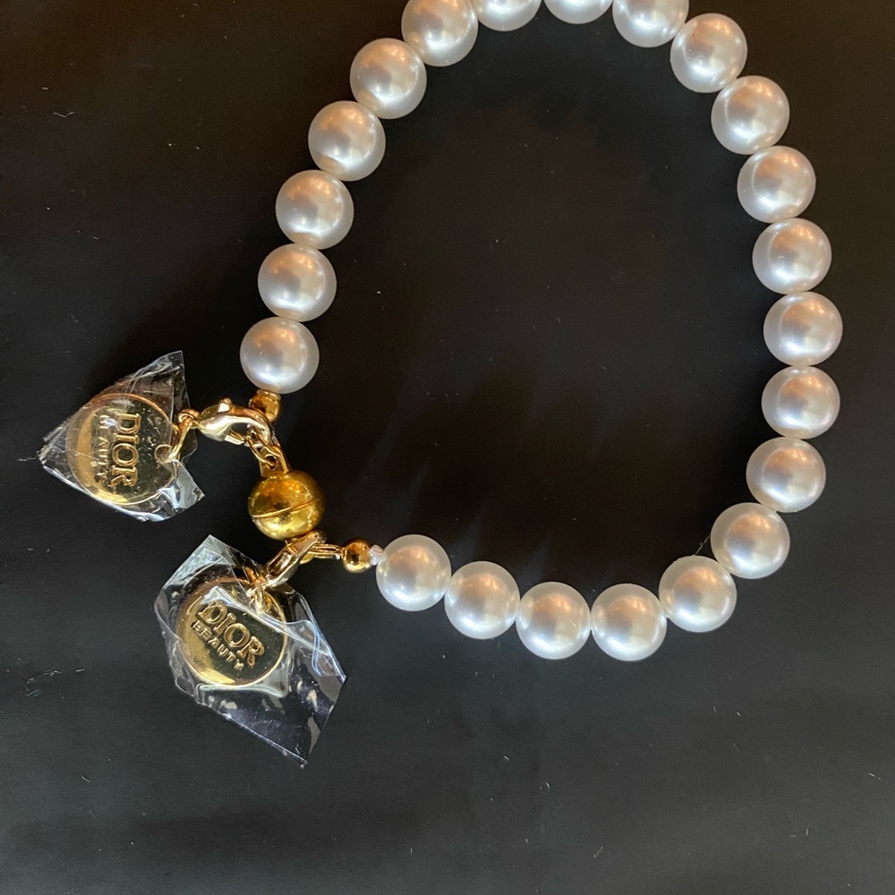 Dior White Pearl Bracelet with Gold Accents